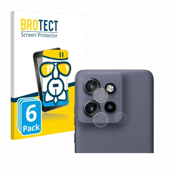 Face avant d’un emballage produit avec le logo de la marque BROTECT. À côté, l’appareil Motorola Edge 50 Neo (Caméra UNIQUEMEN
