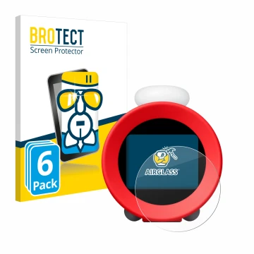 Face avant d’un emballage produit avec le logo de la marque BROTECT. À côté, l’appareil Nintendo Sound Clock Alarmo est représ