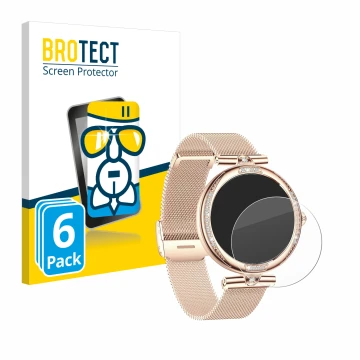 Face avant d’un emballage produit avec le logo de la marque BROTECT. À côté, l’appareil Bekomiya Smartwatch 1.19