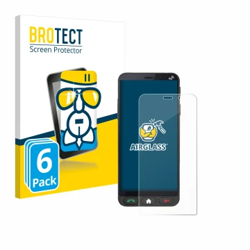 Face avant d’un emballage produit avec le logo de la marque BROTECT. À côté, l’appareil Brondi Amico Vero 4G est représenté av