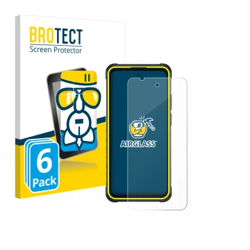 Face avant d’un emballage produit avec le logo de la marque BROTECT. À côté, l’appareil Ulefone Armor X31 Pro 5G est représent