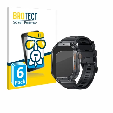 Face avant d’un emballage produit avec le logo de la marque BROTECT. À côté, l’appareil bedee Smartwatch 1.96