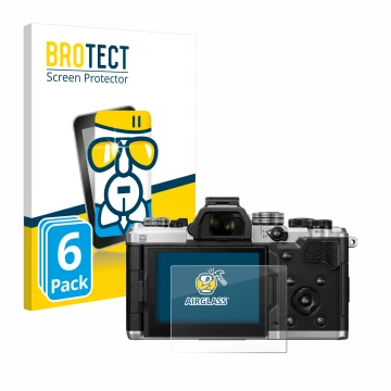 Face avant d’un emballage produit avec le logo de la marque BROTECT. À côté, l’appareil OM System OM-3 est représenté avec la 