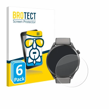 Face avant d’un emballage produit avec le logo de la marque BROTECT. À côté, l’appareil Hama Smartwatch 9000 est représenté av