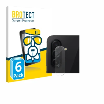 Face avant d’un emballage produit avec le logo de la marque BROTECT. À côté, l’appareil Samsung Galaxy A26 5G (Caméra UNIQUEME