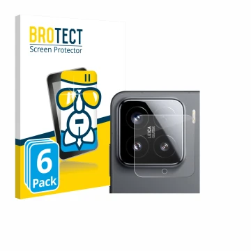 Face avant d’un emballage produit avec le logo de la marque BROTECT. À côté, l’appareil Xiaomi 15 (Caméra UNIQUEMENT) est repr