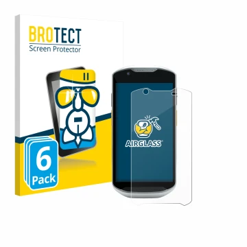 Face avant d’un emballage produit avec le logo de la marque BROTECT. À côté, l’appareil Zebra TC52x-HC est représenté avec la 
