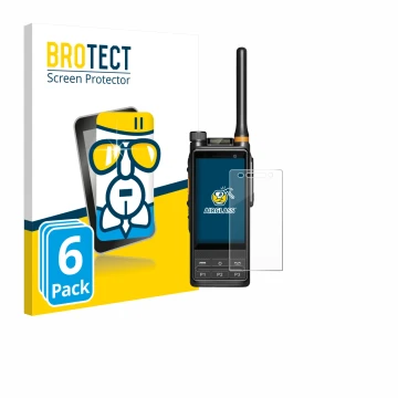 Face avant d’un emballage produit avec le logo de la marque BROTECT. À côté, l’appareil Hytera PDC680 est représenté avec la p