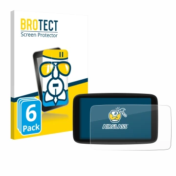 Face avant d’un emballage produit avec le logo de la marque BROTECT. À côté, l’appareil TomTom Go Navigator 6 (2ème génération