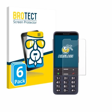 Face avant d’un emballage produit avec le logo de la marque BROTECT. À côté, l’appareil BlindShell Classic 3 est représenté av