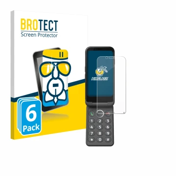 Face avant d’un emballage produit avec le logo de la marque BROTECT. À côté, l’appareil Doro Aurora A20 est représenté avec la