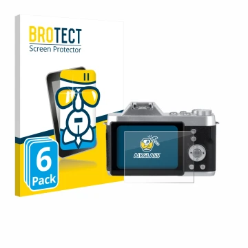 Face avant d’un emballage produit avec le logo de la marque BROTECT. À côté, l’appareil Rollei Powerflex 10x Retro est représe