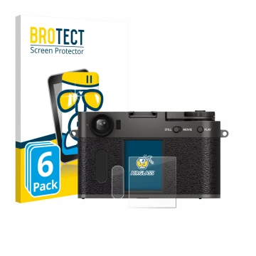 Face avant d’un emballage produit avec le logo de la marque BROTECT. À côté, l’appareil Fujifilm X Half X-HF1 est représenté a