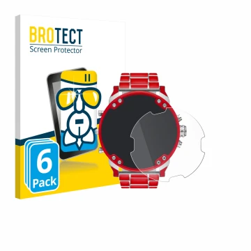 Face avant d’un emballage produit avec le logo de la marque BROTECT. À côté, l’appareil Diesel DZ7480 Mr. Daddy 2.0 est représ