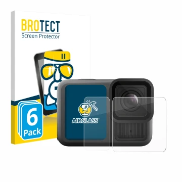 Face avant d’un emballage produit avec le logo de la marque BROTECT. À côté, l’appareil GoPro Hero 13 Black Ultra Wide Edition