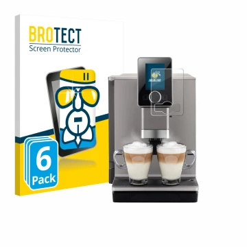 Face avant d’un emballage produit avec le logo de la marque BROTECT. À côté, l’appareil Nivona NICR 930 CafeRomatica est repré