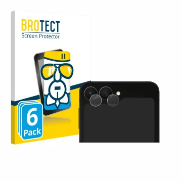 Face avant d’un emballage produit avec le logo de la marque BROTECT. À côté, l’appareil Samsung Galaxy Z Flip 7 FE (Caméra UNI