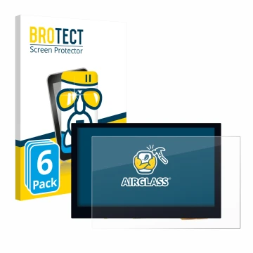 Face avant d’un emballage produit avec le logo de la marque BROTECT. À côté, l’appareil Waveshare 4.3