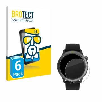 Face avant d’un emballage produit avec le logo de la marque BROTECT. À côté, l’appareil AGM Legion Watch 1.43
