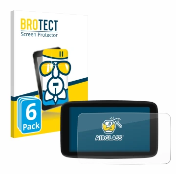 Face avant d’un emballage produit avec le logo de la marque BROTECT. À côté, l’appareil TomTom GO Classic 5