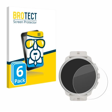 Face avant d’un emballage produit avec le logo de la marque BROTECT. À côté, l’appareil Suunto Race 2 est représenté avec la p