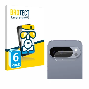 Face avant d’un emballage produit avec le logo de la marque BROTECT. À côté, l’appareil Google Pixel 10 Pro (Caméra UNIQUEMENT