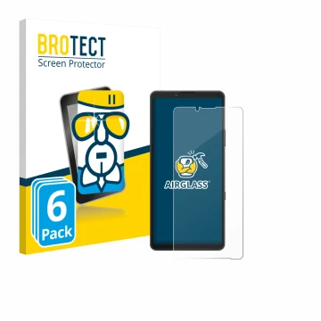 Face avant d’un emballage produit avec le logo de la marque BROTECT. À côté, l’appareil Sony Xperia 10 VII est représenté avec