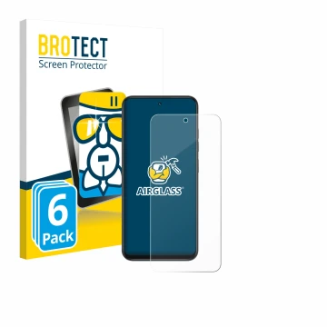 Face avant d’un emballage produit avec le logo de la marque BROTECT. À côté, l’appareil Infinix Smart 10 est représenté avec l