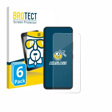 Face avant d’un emballage produit avec le logo de la marque BROTECT. À côté, l’appareil Telekom T Phone 3 Pro est représenté a