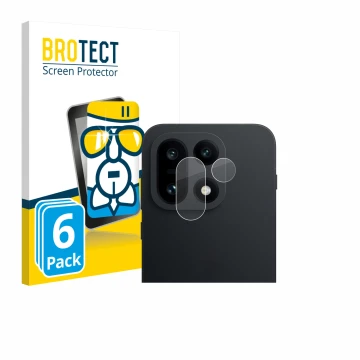 Face avant d’un emballage produit avec le logo de la marque BROTECT. À côté, l’appareil OnePlus 15 (Caméra UNIQUEMENT) est rep
