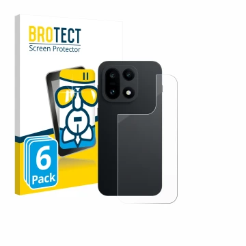 Face avant d’un emballage produit avec le logo de la marque BROTECT. À côté, l’appareil OnePlus 15 (Arrière) est représenté av