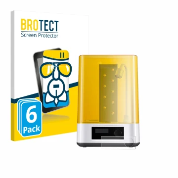 Face avant d’un emballage produit avec le logo de la marque BROTECT. À côté, l’appareil Anycubic Wash & Cure 3 est représenté 