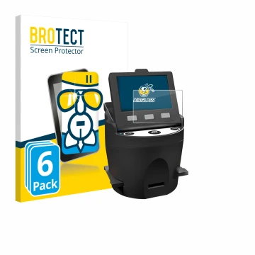 Face avant d’un emballage produit avec le logo de la marque BROTECT. À côté, l’appareil Kodak SCANZA est représenté avec la pr