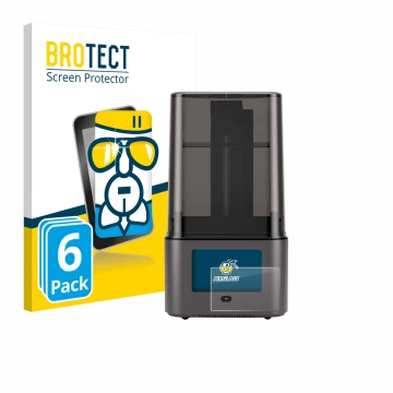 Face avant d’un emballage produit avec le logo de la marque BROTECT. À côté, l’appareil Anycubic Photon Mono 4 Ultra est repré