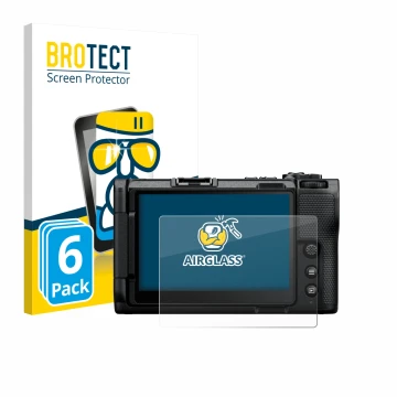 Face avant d’un emballage produit avec le logo de la marque BROTECT. À côté, l’appareil Nikon ZR 2025 est représenté avec la p