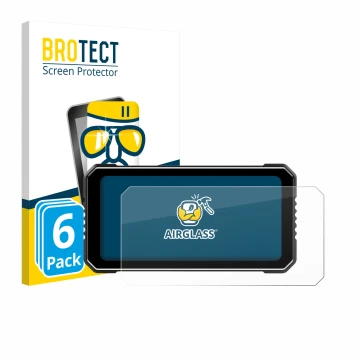 Face avant d’un emballage produit avec le logo de la marque BROTECT. À côté, l’appareil Vtopek MT26 6.25