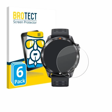 Face avant d’un emballage produit avec le logo de la marque BROTECT. À côté, l’appareil Xiaomi Mibro GS Pro 2 est représenté a