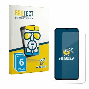 Face avant d’un emballage produit avec le logo de la marque BROTECT. À côté, l’appareil realme C100 4G est représenté avec la 