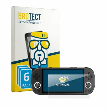 Face avant d’un emballage produit avec le logo de la marque BROTECT. À côté, l’appareil Trimui Smart Pro est représenté avec l
