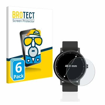 Face avant d’un emballage produit avec le logo de la marque BROTECT. À côté, l’appareil Montres (Circulaire, ø: 40 mm) est rep