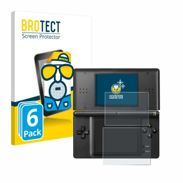 Face avant d’un emballage produit avec le logo de la marque BROTECT. À côté, l’appareil Nintendo DS LITE est représenté avec l