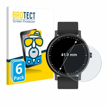 Face avant d’un emballage produit avec le logo de la marque BROTECT. À côté, l’appareil Montres (Circulaire, ø: 41 mm) est rep