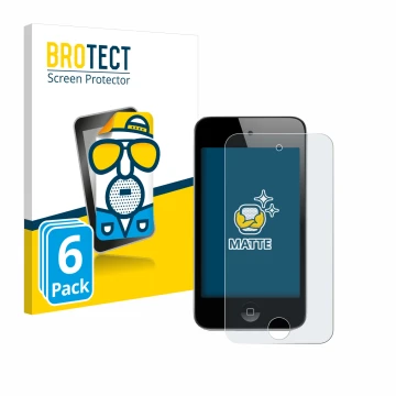 Face avant d’un emballage produit avec le logo de la marque BROTECT. À côté, l’appareil Apple iPod Touch (4ème Gen.) est repré