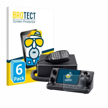 Face avant d’un emballage produit avec le logo de la marque BROTECT. À côté, l’appareil Icom IC-7100 est représenté avec la pr
