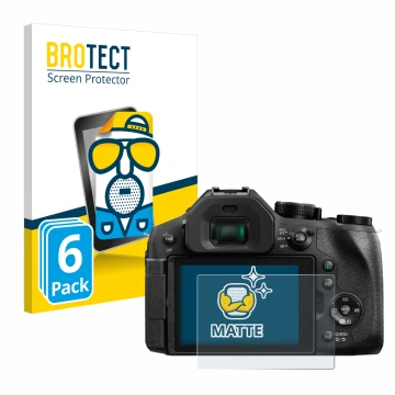 Face avant d’un emballage produit avec le logo de la marque BROTECT. À côté, l’appareil Panasonic Lumix DMC-FZ300 est représen