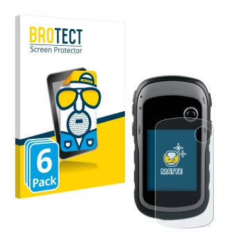 Face avant d’un emballage produit avec le logo de la marque BROTECT. À côté, l’appareil Garmin eTrex 30x est représenté avec l