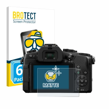 Face avant d’un emballage produit avec le logo de la marque BROTECT. À côté, l’appareil Panasonic Lumix DMC-G81 est représenté