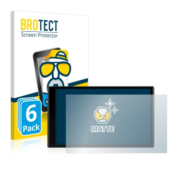 Face avant d’un emballage produit avec le logo de la marque BROTECT. À côté, l’appareil Garmin DriveSmart 61 LMT-D est représe