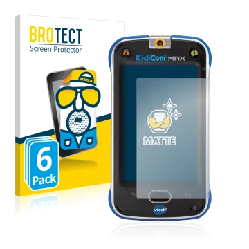 Face avant d’un emballage produit avec le logo de la marque BROTECT. À côté, l’appareil Vtech Kidicom Max est représenté avec 