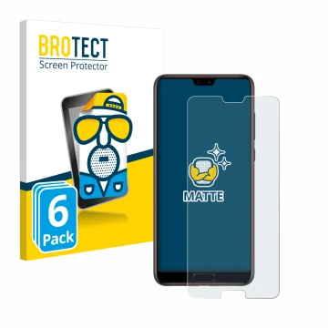 Face avant d’un emballage produit avec le logo de la marque BROTECT. À côté, l’appareil Huawei P20 est représenté avec la prot